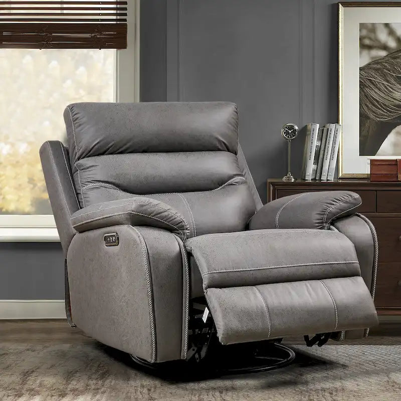 Christopher Knight Home - Fauteuil inclinable pivotant à bascule Liyasi à double moteur OKIN avec position infinie, appui-tête électrique et port USB pour le chargement