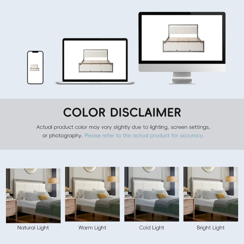 Lit plateforme King Christopher Knight Home avec tête de lit en tissu bouclé ivoire