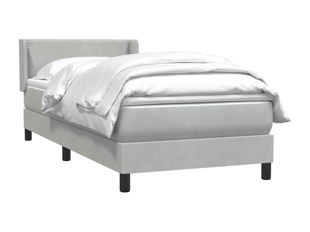 Sommier à Meublita de lit et matelas gris clair 80x210 cm velours