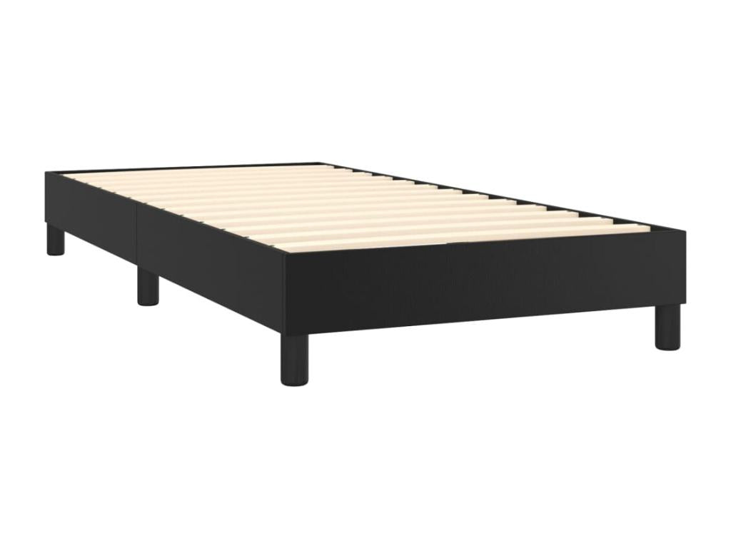 Lit à sommier tapissier avec matelas Noir 90x200 cm Similicuir