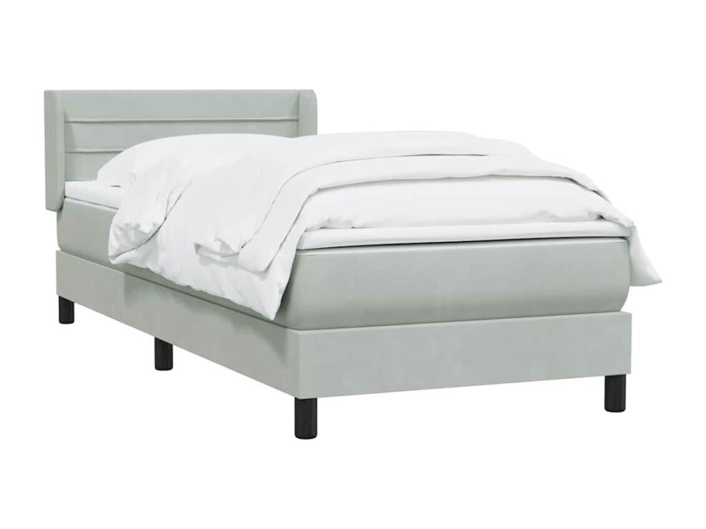 Sommier à Meublita de lit et matelas gris clair 90x210 cm velours