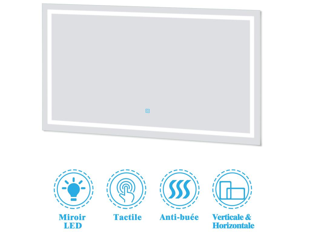 Ensemble meubles Salle de Bain 100cm vasque colonne miroir LED Anthracite