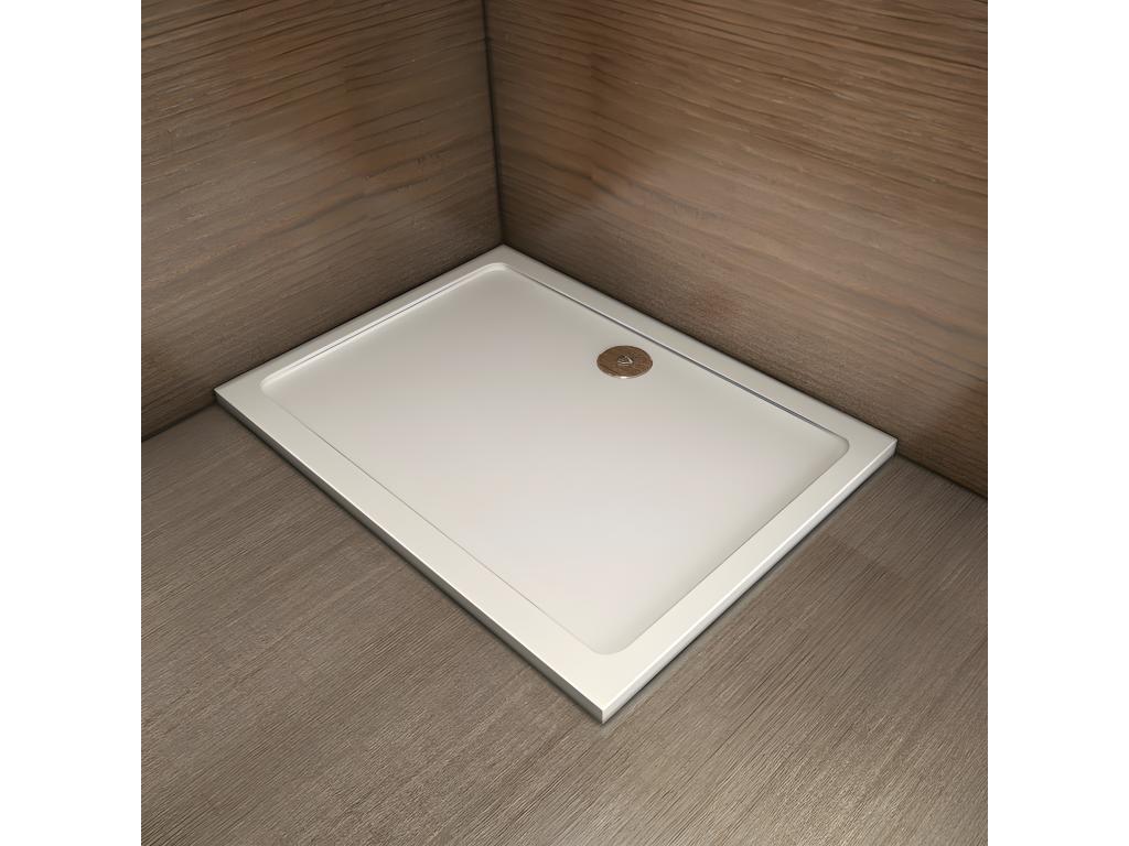 Receveur de douche blanc 140x90x3cm rectangulaire Extra-plat Meublita coat bac à douche anti-dérapant Modèle Classique