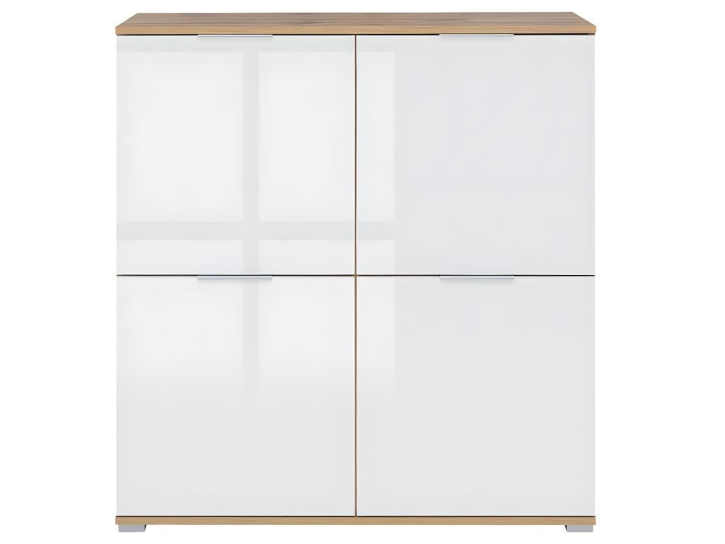 Buffet 4 portes Meublita Blanc et Bois