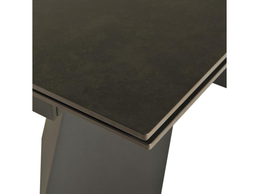 Table à manger extensible en pierre PALACIO 160x90cm 2 allonges de 40cm - 10 personnes / Anthracite