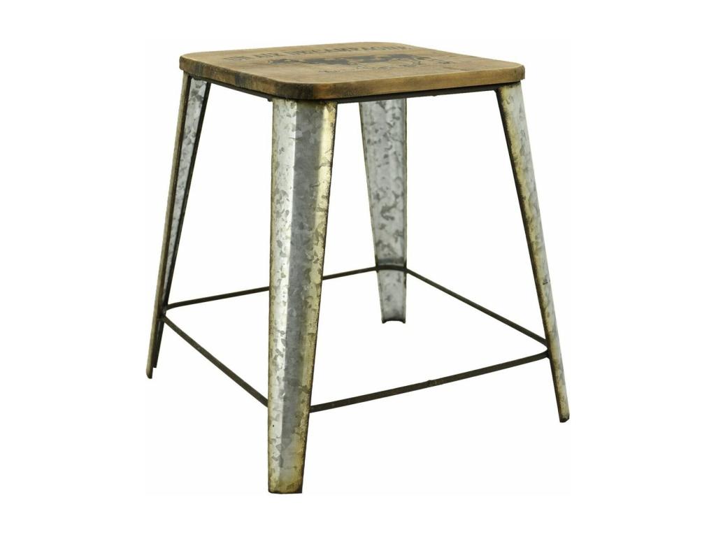 Tabouret en zinc et bois Un air de campagne