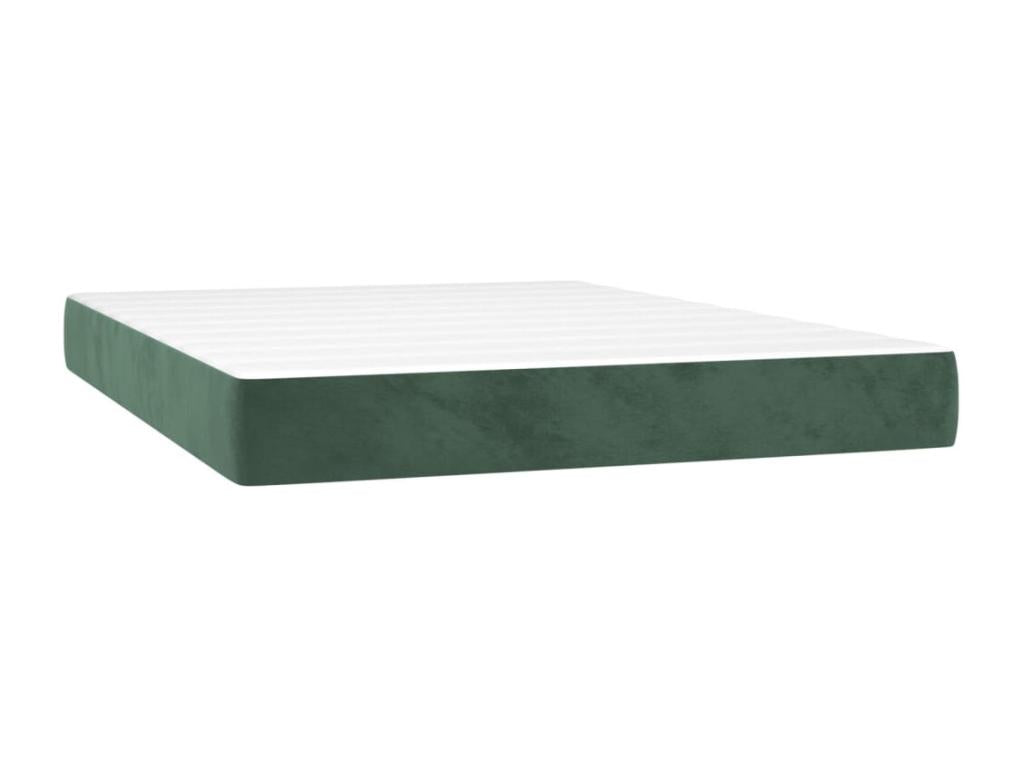 Lit à sommier tapissier et matelas Vert foncé 140x200cm Velours