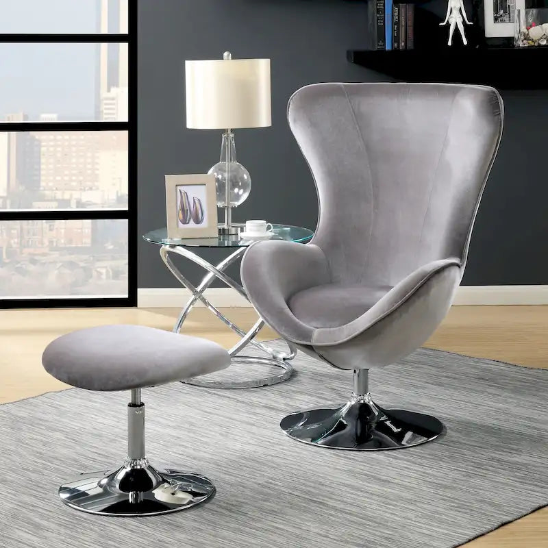 Ensemble fauteuil d'appoint et ottoman 2 pièces en tissu moderne Cher de Furniture of America