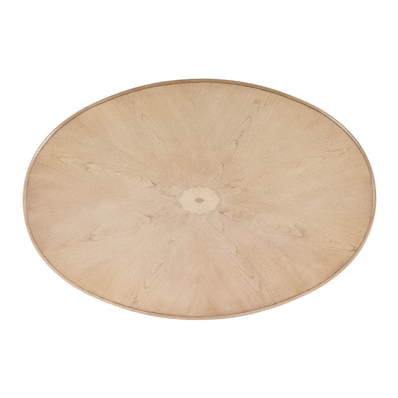 Table basse ovale Clayton en marqueterie de bois
