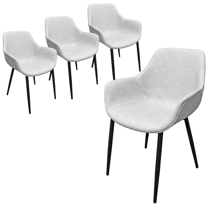 Ensemble de 4 chaises de salle à manger Markley en cuir avec pieds en fer, fauteuil d'appoint moderne