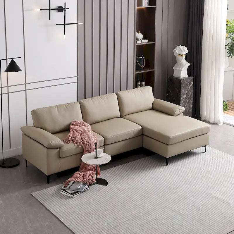 Canapé-lit réversible OVIOS avec coussins moelleux et pieds en métal