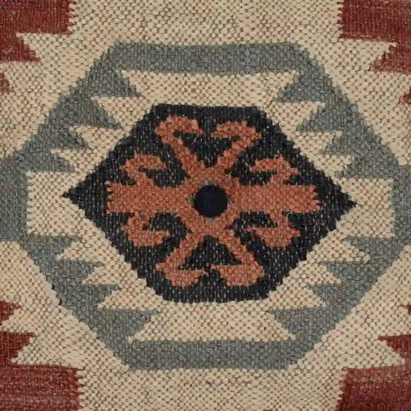 Pouf HERAT ORIENTAL fait main en laine indonésienne et jute - 40 x 40 x 40 cm