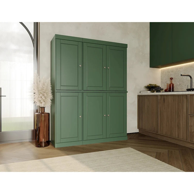 Armoire à vaisselle Palace Imports 100 % bois massif, 48,5 po, avec portes en verre opaque ou transparent et étagères réglables - 48,5 x 71,5 po
