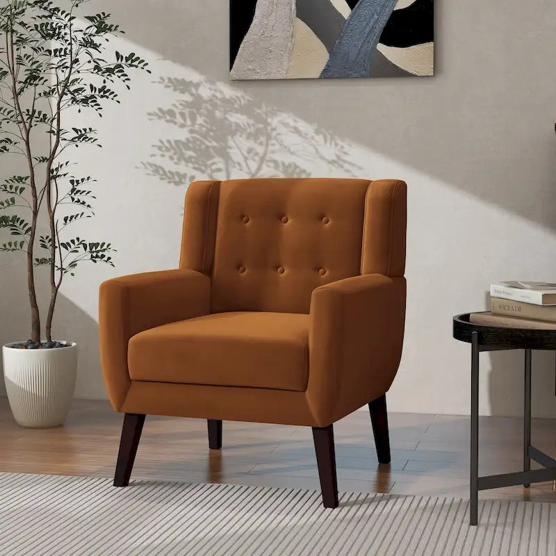 Fauteuil d'appoint moderne en velours - 73,4 cm (L) x 89,1 cm (H) x 74,9 cm (P)