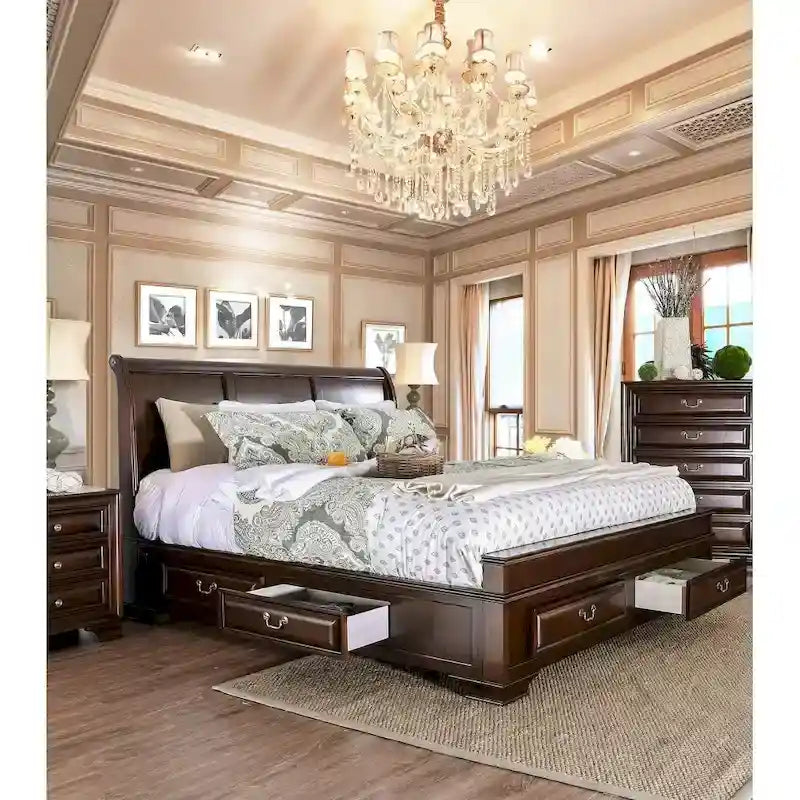 Lit plateforme de rangement traditionnel Oslo à 6 tiroirs de Furniture of America