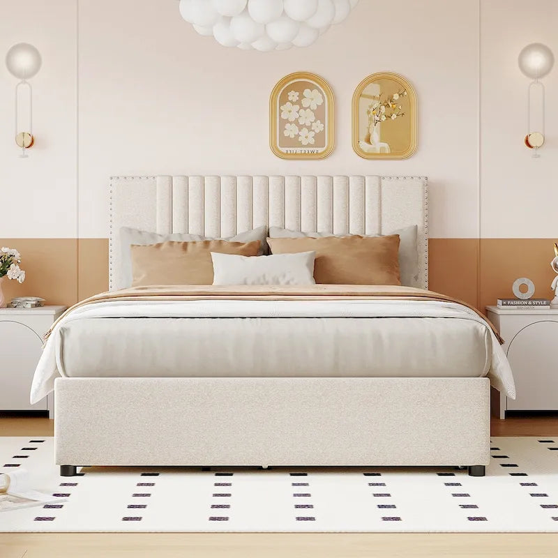 Lit double avec lit gigogne simple