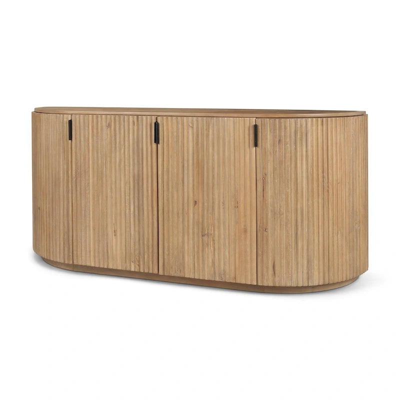 Buffet cannelé en bois massif brun foncé Terra - 72,0 cm (L) x 18,5 cm (l) x 32,0 cm (H)