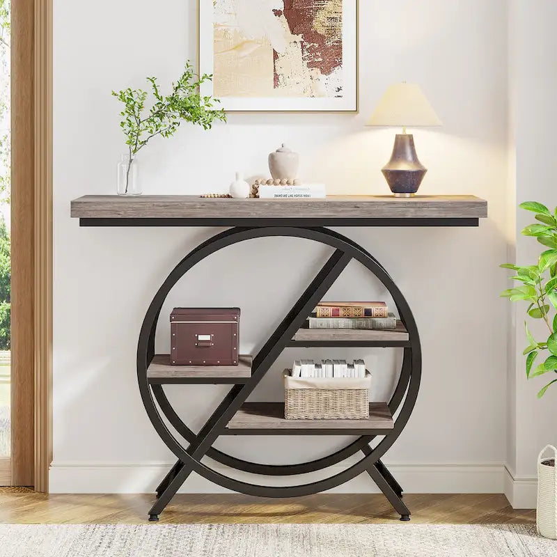 Console de 100 cm (39,4 pouces), table d'entrée industrielle à 4 niveaux