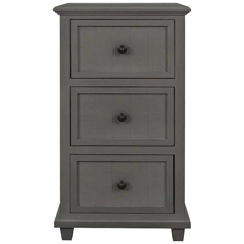 Vintage Gray Three Drawer Side Table