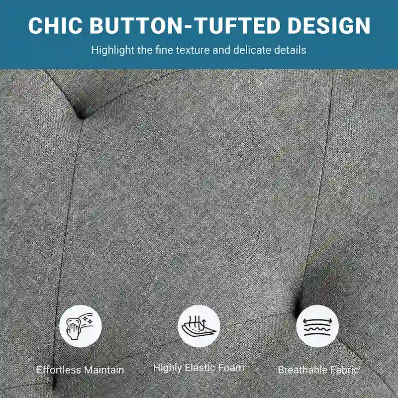 Banc de rangement Yaheetech moderne en tissu capitonné avec pouf rembourré