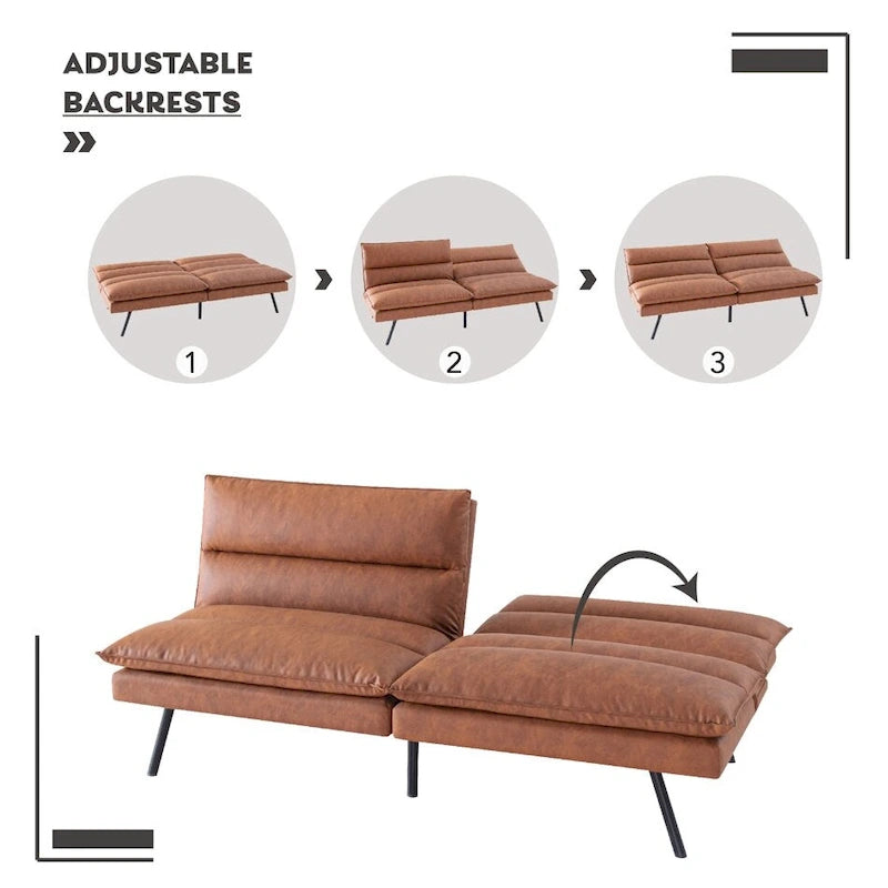 Canapé convertible EGOHOME 71 en similicuir avec dossier divisé