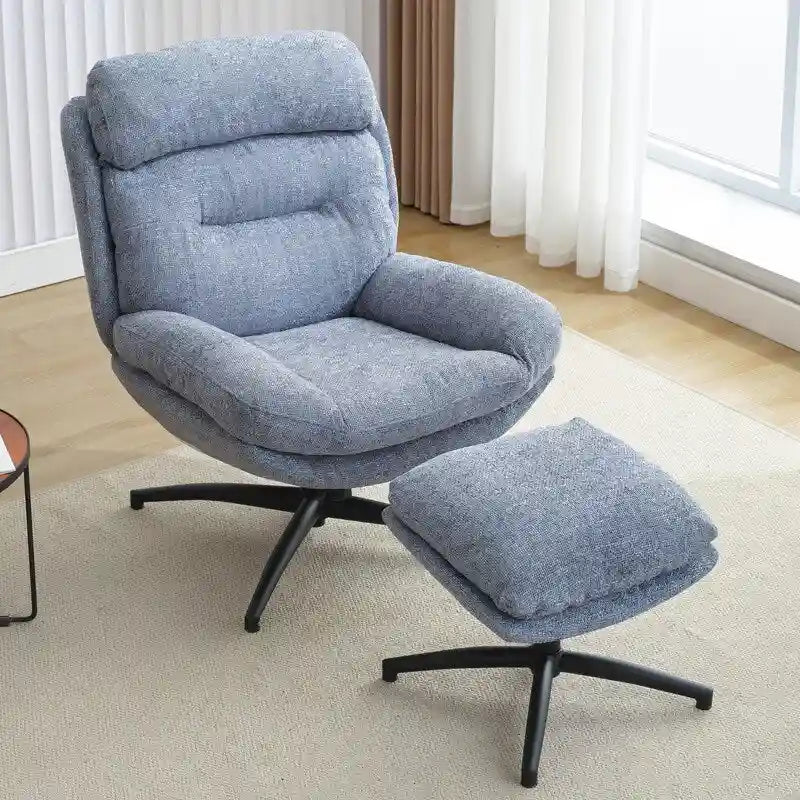 Fauteuil pivotant avec repose-pieds, ensemble fauteuil à bascule et repose-pieds, fauteuil de lecture inclinable, vert