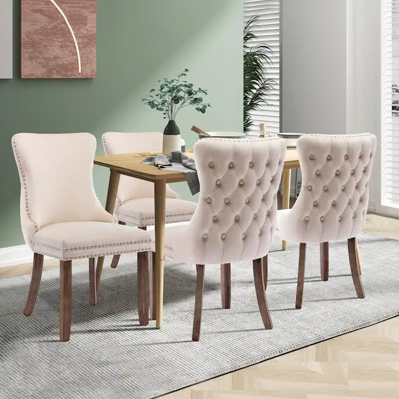Ensemble de 2 chaises de salle à manger KATA à oreilles rembourrées en velours