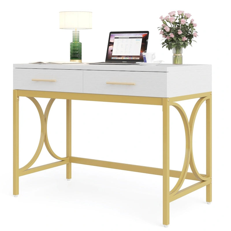 Bureau d'ordinateur 41 pouces avec deux tiroirs, bureau d'étude moderne avec rangement