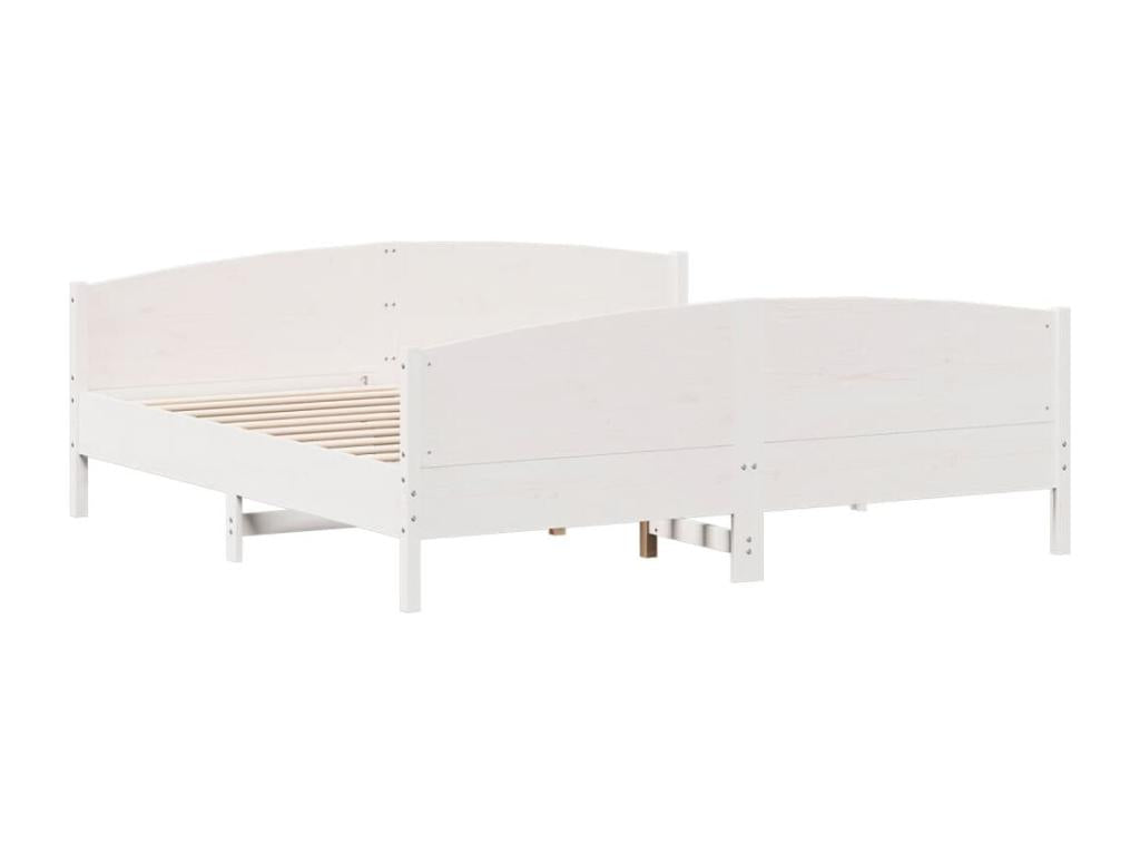 Cadre de lit sans matelas blanc 200x200 cm bois massif de pin