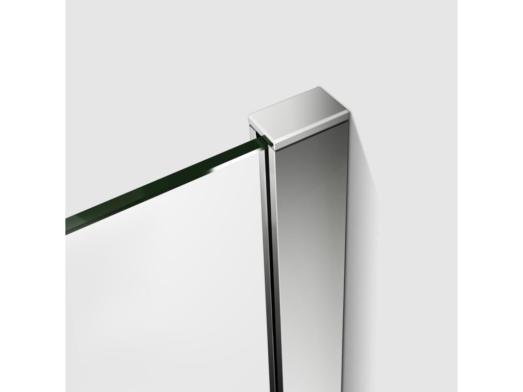Paroi de douche à l'italienne avec retour pivotant fixé 70 25x200cm avec barre de fixation 90cm en carré en 8mm verre anticalcaire