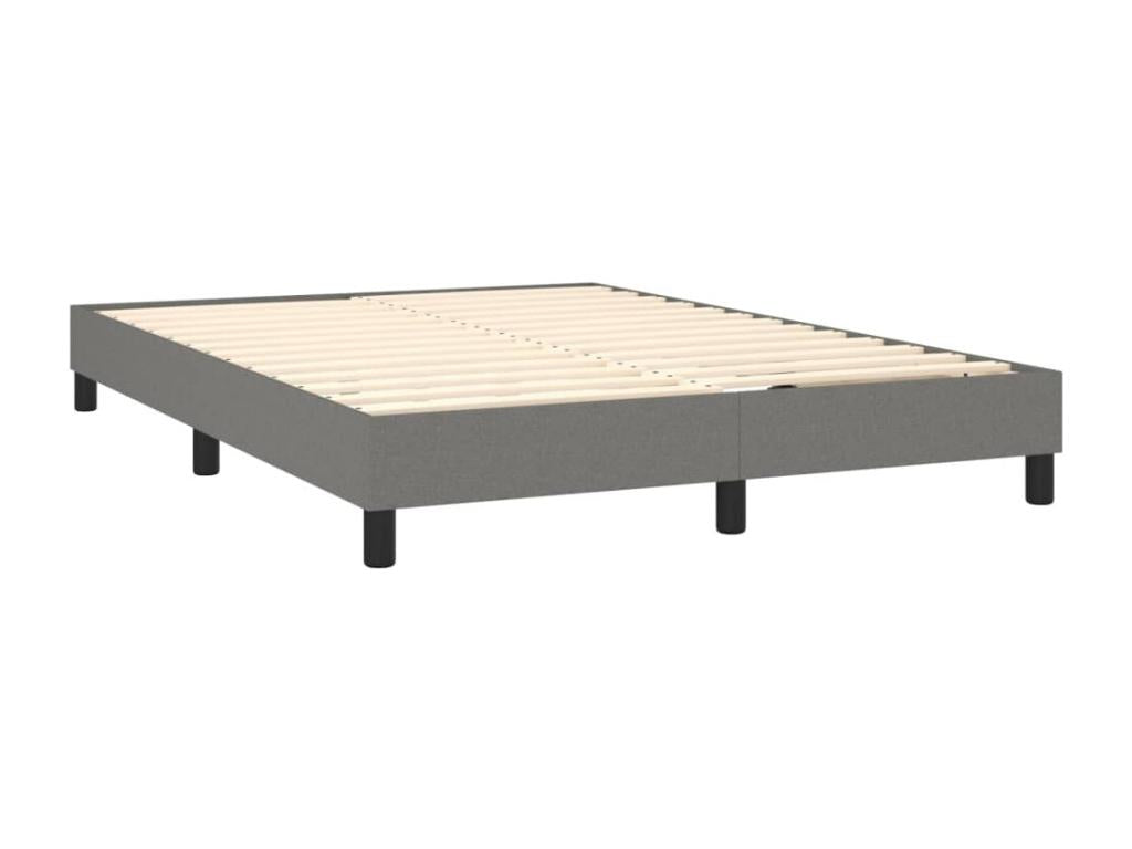 Sommier à Doucezen de lit avec matelas Gris foncé 140x190cm Tissu