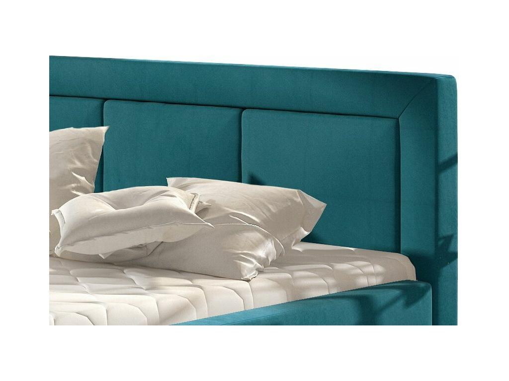Lit velours bleu canard grand carré capitonné Doucezen - 4 tailles-180x200