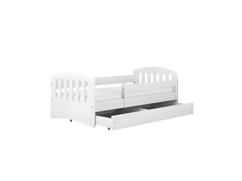 Lit classique 1 blanc avec tiroir sans matelas 140/80