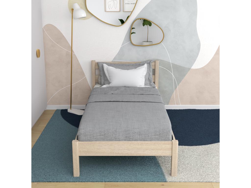 Lit simple en chêne N01 Chêne Blanchi 80x200