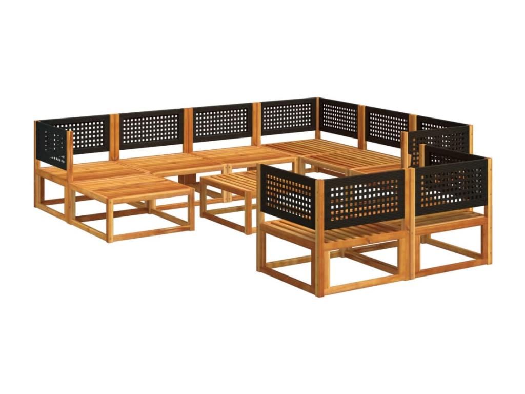 Salon de jardin avec coussins 10 pièces bois d'Meublita solide