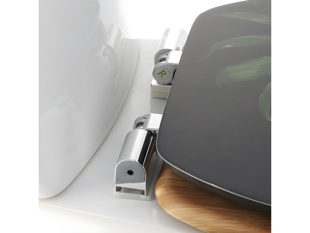 Abattant WC en Bois avec frein de goulotte et Meublita de fixation déco Green Addict