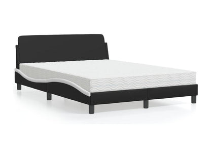 Lit avec matelas noir et blanc 120x200 cm similicuir