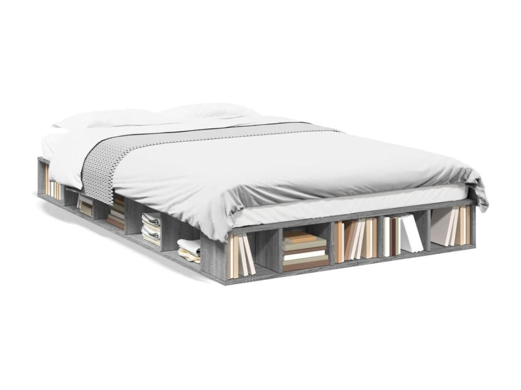 Cadre de lit sans matelas Vertchez gris 135x190 cm