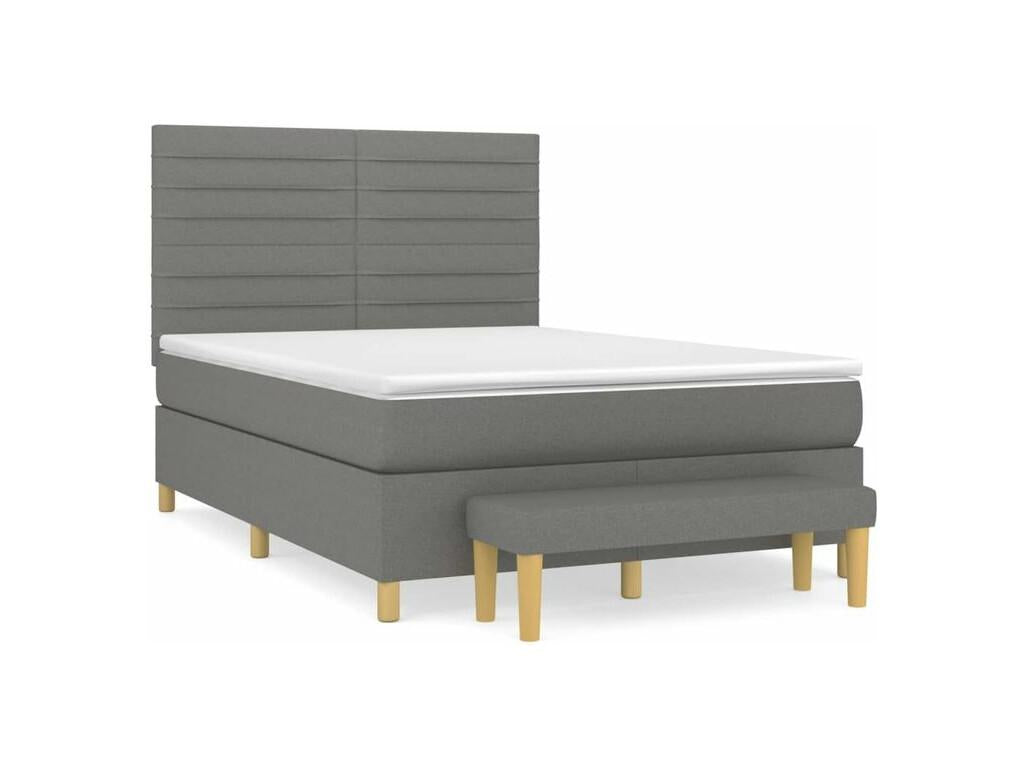 Sommier à Meublita de lit avec matelas Gris foncé 140x190 Tissu