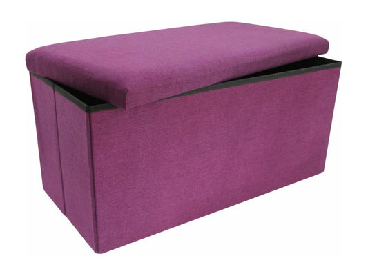 Doucezen Pouf Repose-Pieds Rangement Violet Coton 38x76x38