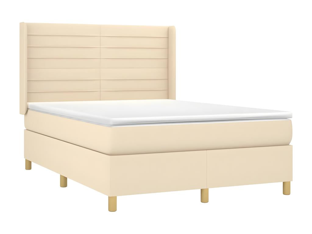 Sommier à Meublita de lit matelas et LED Crème 140x190 cm Tissu