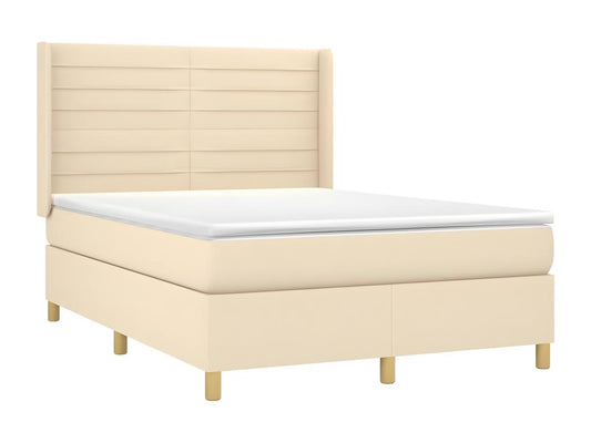 Sommier à Meublita de lit matelas et LED Crème 140x190 cm Tissu
