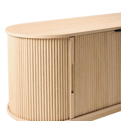 Meuble TV moderne à cannelures de 70 pouces avec rangement ouvert, signé Middlebrook Designs