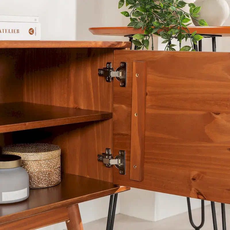 Meuble TV Middlebrook de 58 pouces en bois massif, style milieu du siècle