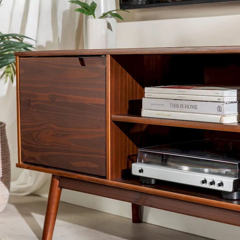 Meuble TV Middlebrook de 58 pouces en bois massif, style milieu du siècle