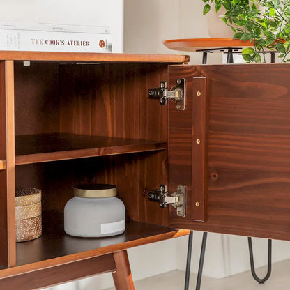 Meuble TV Middlebrook de 58 pouces en bois massif, style milieu du siècle