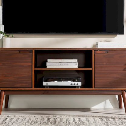 Meuble TV Middlebrook de 58 pouces en bois massif, style milieu du siècle