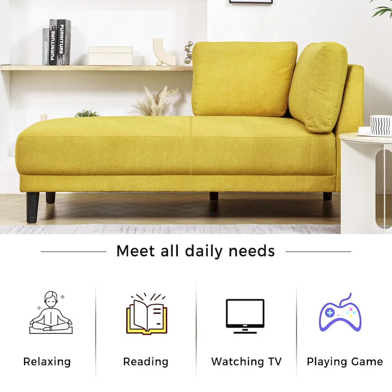 Canapé inclinable en lin style milieu du siècle, chaise longue d'intérieur rembourrée