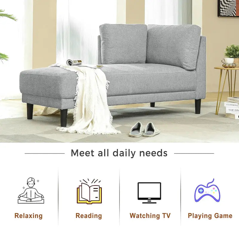 Canapé inclinable en lin style milieu du siècle, chaise longue d'intérieur rembourrée