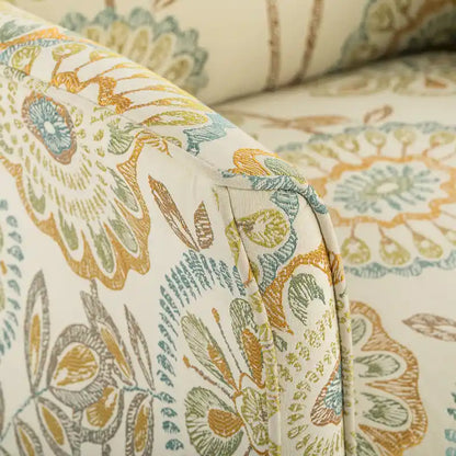 Fauteuil d'appoint rembourré à motif floral avec pieds en bois massif